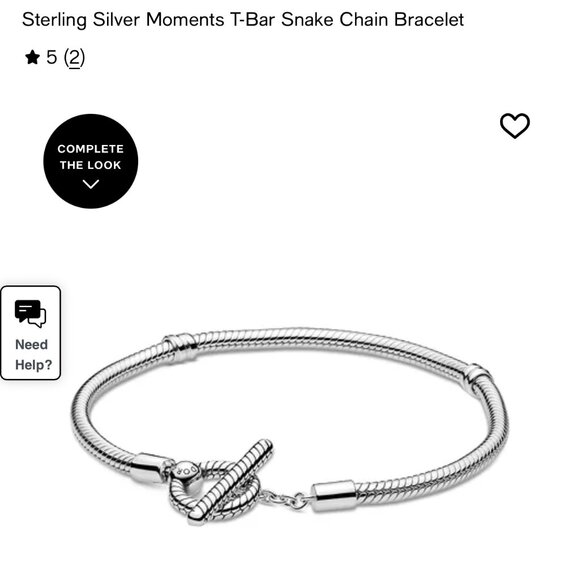 Pandora Moments T-Bar Snake Chain Bracelet 18cm /7.2 inch - Picture 10 of 10